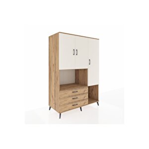 Kronos Dolap 6 Raflı 3 Çekmeceli 3 Kapaklı 132x59x195 Çam-aytaşı/çam