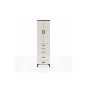 Arges Dolap 2 Raflı 5 Çekmeceli Tek Askılı 60x30x221 Antrasit-aytaşı