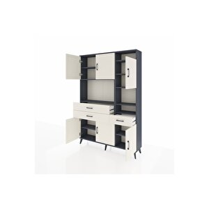 Arges Gardrop 10 Raflı 3 Çekmeceli 6 Kapaklı 132x30x195 Antrasit-aytaşı