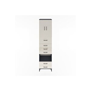 Hyperion Dolap 3 Raflı 6 Çekmeceli 2 Kapaklı 60x44x243 Antrasit-aytaşı