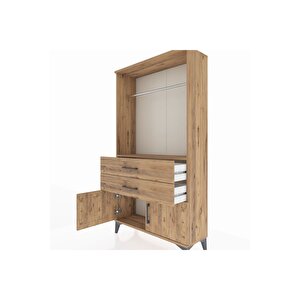 Arges Dolap Tek Raflı 2 Çekmeceli Tek Askılı 88x30x163 Çam-çam