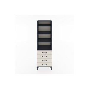 Hyperion Dolap 4 Raflı 4 Çekmeceli 60x44x195 Antrasit-aytaşı