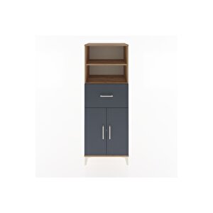 Hyperion Dolap 3 Raflı Tek Çekmeceli 2 Kapaklı 60x44x163 Çam-antrasit