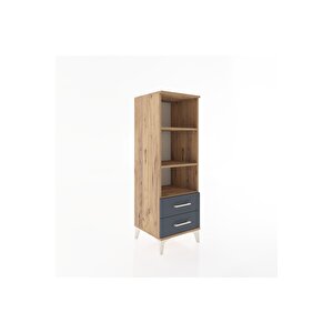 Hyperion Dolap 3 Raflı 2 Çekmeceli 44x44x134 Çam-antrasit