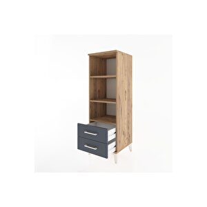 Hyperion Dolap 3 Raflı 2 Çekmeceli 44x44x134 Çam-antrasit