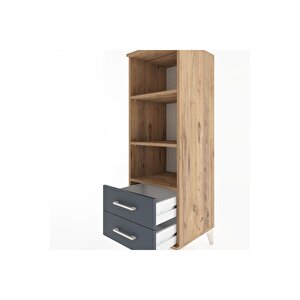 Hyperion Dolap 3 Raflı 2 Çekmeceli 44x44x134 Çam-antrasit