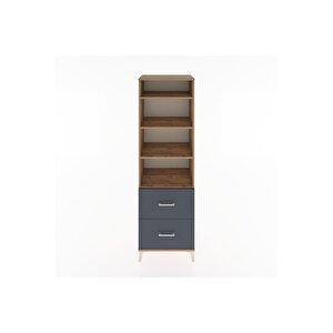 Hyperion Dolap 4 Raflı 2 Çekmeceli 60x44x195 Çam-antrasit