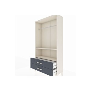 Arges Dolap 2 Raflı 2 Çekmeceli Tek Askılı 88x30x163 Aytaşı-antrasit