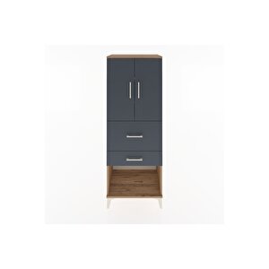 Hyperion Dolap 3 Raflı 2 Çekmeceli 2 Kapaklı 60x44x163 Çam-antrasit