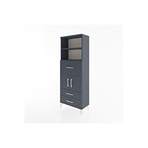 Arges Dolap 3 Raflı 3 Çekmeceli 2 Kapaklı 60x30x163 Antrasit-antrasit