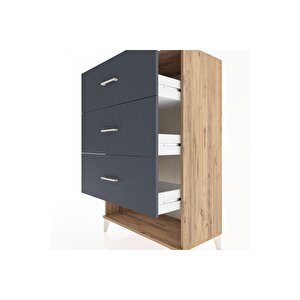 Hyperion Dolap 3 Çekmeceli 88x44x134 Çam-antrasit