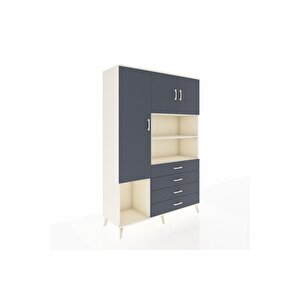 Hyperion Gardrop 7 Raflı 4 Çekmeceli 3 Kapaklı 132x44x195 Aytaşı-antrasit