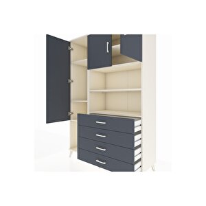 Hyperion Gardrop 7 Raflı 4 Çekmeceli 3 Kapaklı 132x44x195 Aytaşı-antrasit