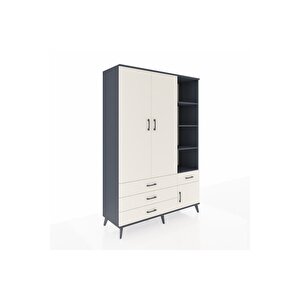 Hyperion Gardrop 5 Raflı 4 Çekmeceli Tek Askılı 132x44x195 Antrasit-aytaşı