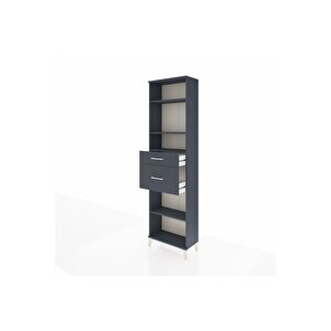 Arges Dolap 4 Raflı 2 Çekmeceli 60x30x221 Antrasit-antrasit