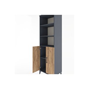 Hyperion Dolap 4 Raflı 2 Kapaklı 60x44x195 Antrasit-çam