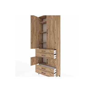 Arges Dolap 5 Raflı 4 Çekmeceli 4 Kapaklı 88x30x243 Çam-çam