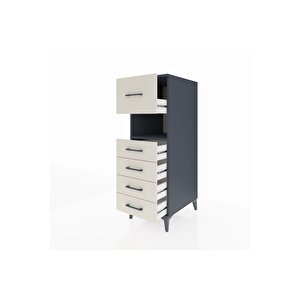 Kronos Dolap Tek Raflı 5 Çekmeceli 44x59x134 Antrasit-aytaşı