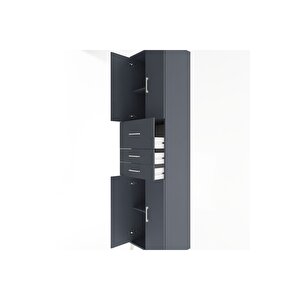 Hyperion Dolap 3 Raflı 3 Çekmeceli 4 Kapaklı 60x44x243 Antrasit-antrasit