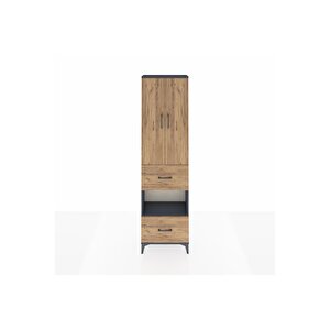 Arges Dolap 3 Raflı 2 Çekmeceli Tek Askılı 60x30x221 Antrasit-çam