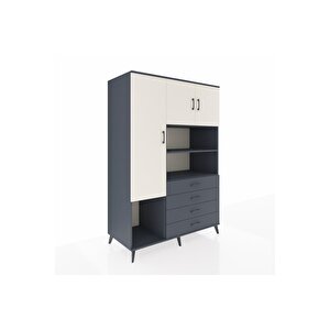 Kronos Dolap 7 Raflı 4 Çekmeceli 3 Kapaklı 132x59x195 Antrasit-aytaşı/antrasit