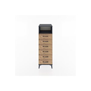 Hyperion Dolap Tek Raflı 6 Çekmeceli 44x44x134 Antrasit-çam