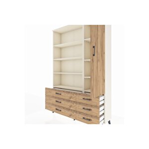 Arges Gardrop 8 Raflı 6 Çekmeceli Tek Kapaklı  132x30x195 Aytaşı-çam