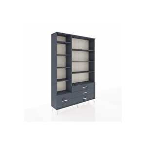 Arges Gardrop 9 Raflı 4 Çekmeceli  132x30x195 Antrasit-antrasit