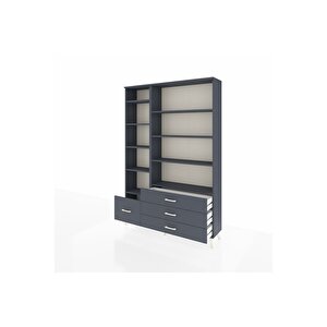 Arges Gardrop 9 Raflı 4 Çekmeceli  132x30x195 Antrasit-antrasit