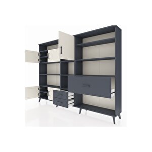 Arges Dolap 13 Raflı 3 Çekmeceli 5 Kapaklı 220x30x163 Antrasit-aytaşı/antrasit