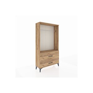 Arges Dolap Tek Raflı 2 Çekmeceli Tek Askılı 88x30x163 Çam-çam
