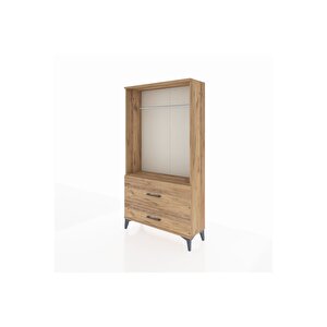 Arges Dolap Tek Raflı 2 Çekmeceli Tek Askılı 88x30x163 Çam-çam