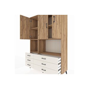 Hyperion Dolap 6 Raflı 6 Çekmeceli 3 Kapaklı 132x44x195 Çam-çam/aytaşı