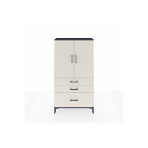 Arges Dolap 3 Raflı 3 Çekmeceli 2 Kapaklı 88x30x163 Antrasit-aytaşı