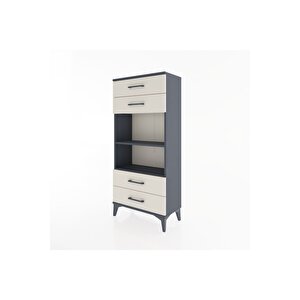 Hyperion Dolap 2 Raflı 4 Çekmeceli 60x44x134 Antrasit-aytaşı