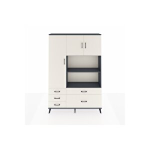 Arges Gardrop 7 Raflı 5 Çekmeceli 3 Kapaklı 132x30x195 Antrasit-aytaşı