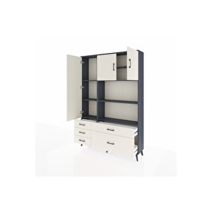 Arges Gardrop 7 Raflı 5 Çekmeceli 3 Kapaklı 132x30x195 Antrasit-aytaşı