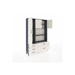 Arges Gardrop 7 Raflı 5 Çekmeceli 3 Kapaklı 132x30x195 Antrasit-aytaşı