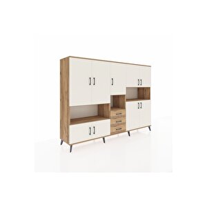 Hyperion Dolap 13 Raflı 3 Çekmeceli 9 Kapaklı 220x44x163 Çam-aytaşı/çam