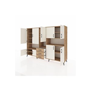 Hyperion Dolap 13 Raflı 3 Çekmeceli 9 Kapaklı 220x44x163 Çam-aytaşı/çam