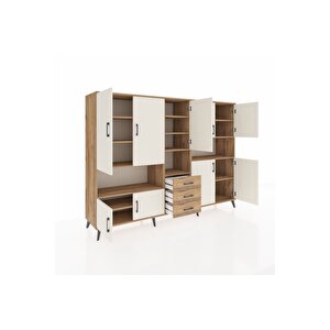 Hyperion Dolap 13 Raflı 3 Çekmeceli 9 Kapaklı 220x44x163 Çam-aytaşı/çam