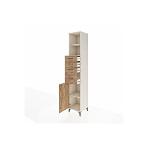 Hyperion Dolap 3 Raflı 4 Çekmeceli Tek Kapaklı 44x44x243 Aytaşı-çam