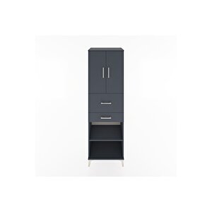Hyperion Dolap 4 Raflı 2 Çekmeceli 2 Kapaklı 60x44x195 Antrasit-antrasit