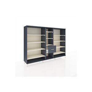 Hyperion Dolap 11 Raflı 3 Çekmeceli  220x44x163 Antrasit-aytaşı/antrasit