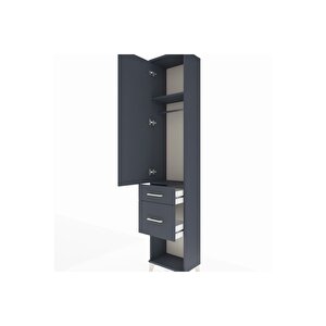 Arges Dolap 2 Raflı 2 Çekmeceli Tek Askılı 44x30x221 Antrasit-antrasit