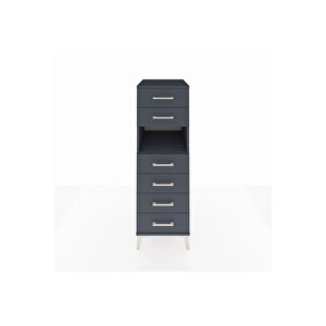 Kronos Dolap Tek Raflı 6 Çekmeceli 44x59x134 Antrasit-antrasit