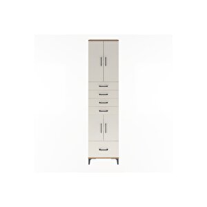 Arges Dolap 4 Raflı 5 Çekmeceli 4 Kapaklı 60x30x243 Çam-aytaşı