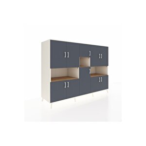 Kronos Dolap 14 Raflı 10 Kapaklı 220x59x163 Aytaşı-antrasit/çam