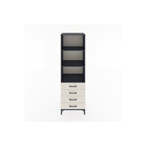 Hyperion Dolap 3 Raflı 4 Çekmeceli 60x44x195 Antrasit-aytaşı