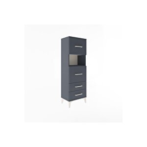 Arges Dolap Tek Raflı 4 Çekmeceli 44x30x134 Antrasit-antrasit